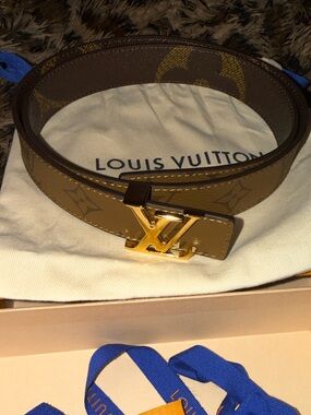 Louis Vuitton Reverse Monogram Signature Belt in Brown and Gold